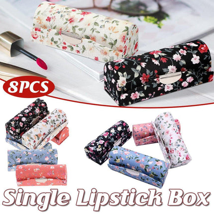 8PCS Set Vintage Flower Cloth Lipstick Box Mirror Packaging Portable Gift Case