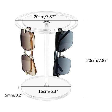 Clear Acrylic Sunglasses Display Stand 360 Rotating Eyewear Holder Black Desktop