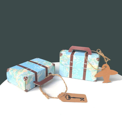 50PCS Vintage Travel Map Candy Boxes Gift Packaging Retro Luggage Design Party