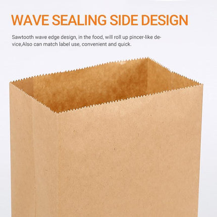 500PCS Kraft Food Paper Bags Brown Flat Bottom Lunch Bags Party Favour Bag - Aimall