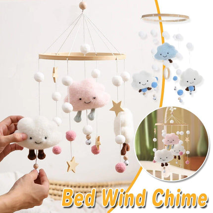 Felt Ball Cloud Mobile Hanging Bed Bell Wind Chime for Nursery or Room Decor