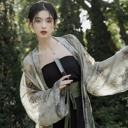 Women Chinese Song Style Hanfu Summer Zen Two-piece National Style Dress