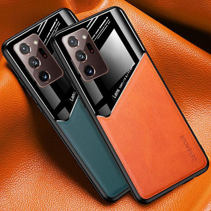 For Samsung Galaxy S21 S22 S20 Note 20 Ultra Plus S20 FE Leather Case Orange - Aimall