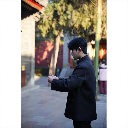 Chinese Tang Suit Jacket Mens Traditional Republic Style Mandarin Collar Coat