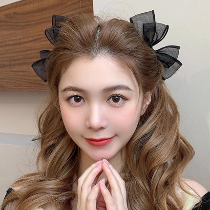 Sweet Mesh Bow Hairpin Hair Accessories Bang Clip Bowknot Hair Clips Girls Party - Aimall