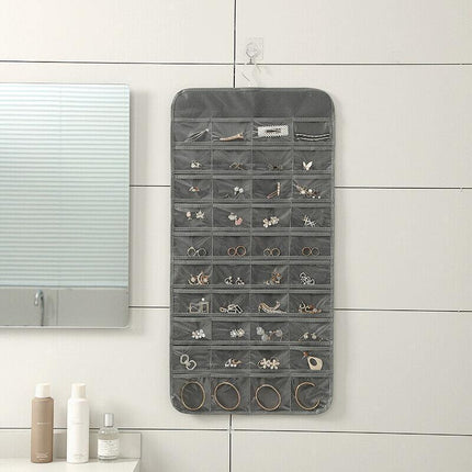 48 Pockets Jewelry Hanging Storage Organizer Holder Earring Display Pouch Bag - Aimall