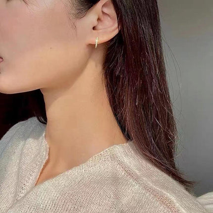 1 Pair Woman Hoops Stud Earring Gem Stone Diamond Ear Ring Piercing Jewellery - Aimall