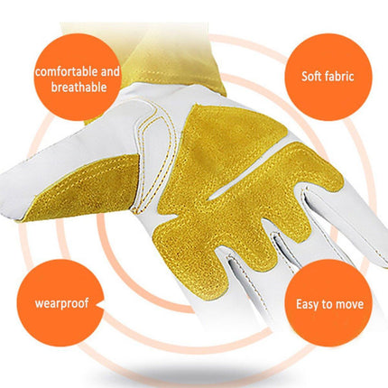 Long Welding Gloves Heat Resistant Leather Gloves for Grill or Fireplace Use