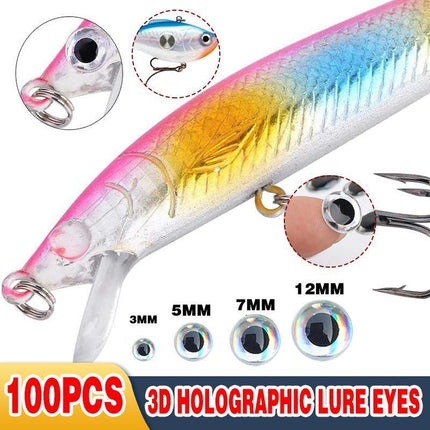100PCS Fish Eyes 3D Holographic Lure Eyes Fly Tying Jigs Crafts Dolls - Aimall