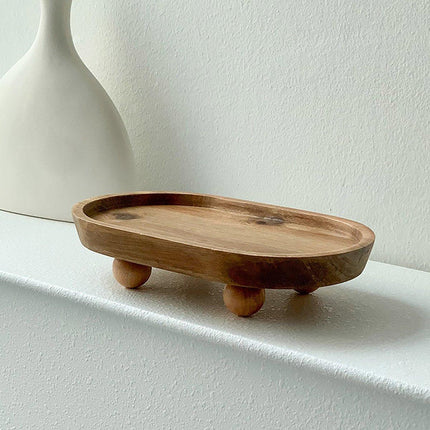 Wooden Oval Tray Multifunctional Dinner Plate Food Dish Ornaments Key Storage