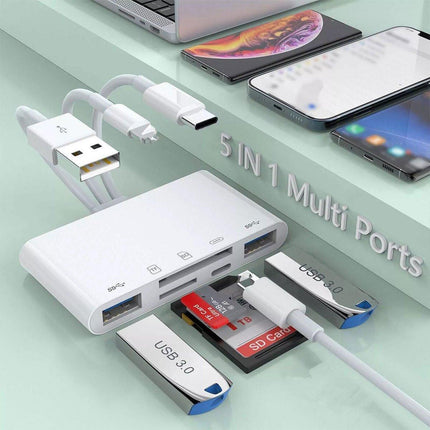 5-in-1 Multi Card Reader USB Adapter for SD Micro SD TF Memory Card Fast Transfer