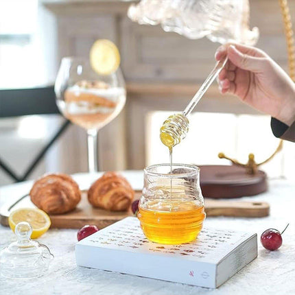 Clear Glass Honey Jar with Lid Kitchen Storage Container for Honey or Jam