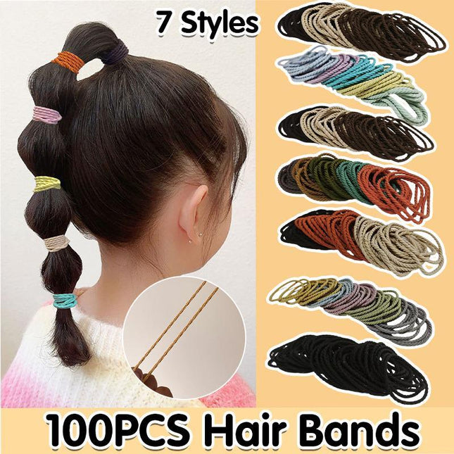 100PCS Elastic Hair Ties Band Rope Cute Tiny Ponytail Holders Girls Bulk Set - Aimall
