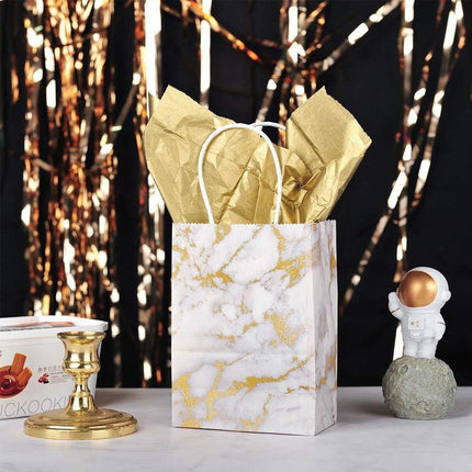 25PCS Marble Series Shopping Paper Bag Luxury Handbag Party Favor Gift Bags Set