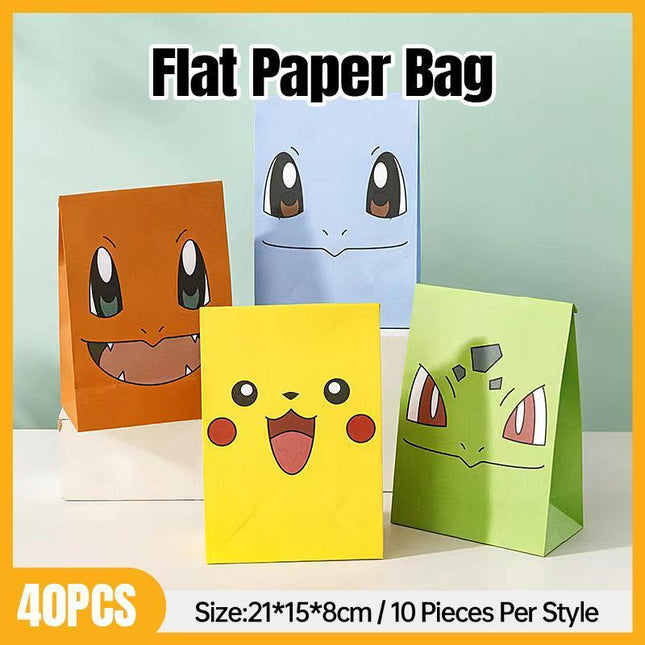 40 PCS Cartoon Gift Paper Bag White Kraft Paper AU