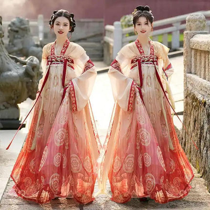 Embroidery Hanfu Tang Style Half Arm Upper Garment Chest Length Skirt Improved - Aimall