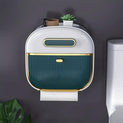 Wall Mounted Multifunctional Tissue Box Toilet Paper Storage Box Non-perforated