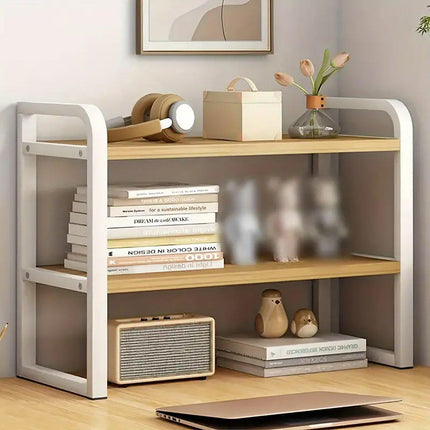 Adjustable Height Multi-Layer Desktop Bookshelf Home Office Floor Organizer Rack