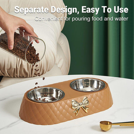 Stainless Steel Double Pet Bowl Non-Slip Anti-Knock Dog Cat Feeder Utensils