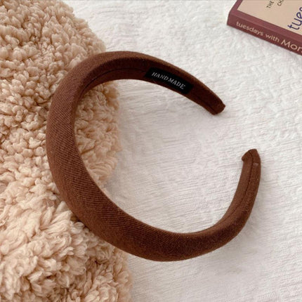 Women Thick Padded Wide Headband Sponge Hairband Wedding Party Plain - Aimall