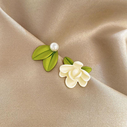 Green 925 Silver Needle Summer Sweet Flower Cluster Asymmetry Earrings Stud Gift - Aimall