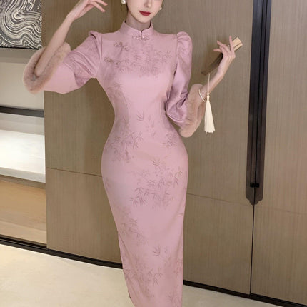 Pink New Elegant Cheongsam Qipao Chinese Traditional Modified Dress Women Fashion - Aimall