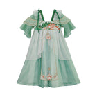 Chinese Style Green Hanfu Dress for Girls Summer Outfit Traditional Fashion