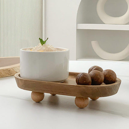 Wooden Oval Tray Multifunctional Dinner Plate Food Dish Ornaments Key Storage