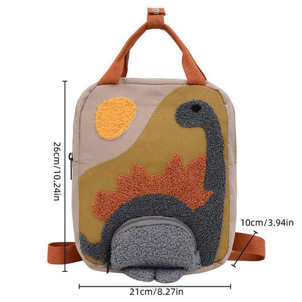 Dinosaur Canvas School Backpack Cartoon Shoulder Bag for Kids Small Travel Bag