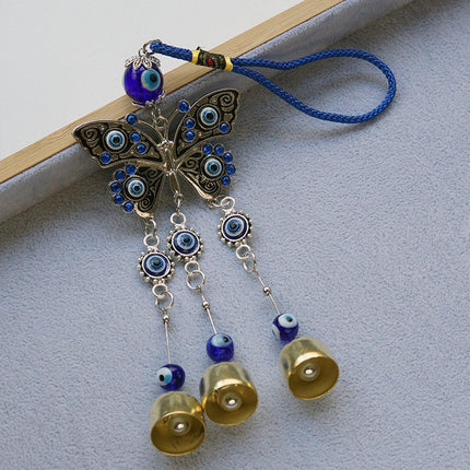 4PCS Evil Eye Butterfly Wind Chime Crystal Bell Hanging Ornament Car Decor