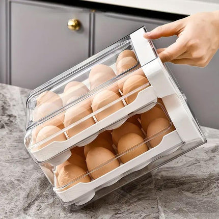 Double Layer Egg Storage Carton Drawer Organizer for Kitchen Fridge or Pantry