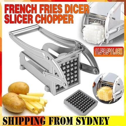 Chip Potato Chipper Maker French Fries Dicer Slicer Chopper Cutter + 2 Blades - Aimall