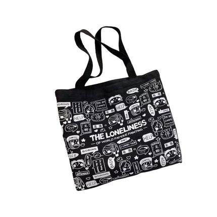 Canvas Shoulder Bag for Women Student Fashion All in One Shopping Tote Handbag