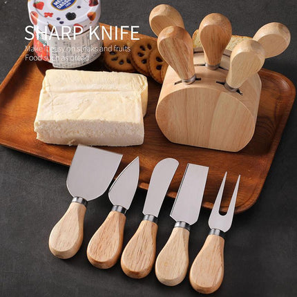 6Pcs Stainless Steel Cheese Knife Set Cheese Tools for Cutting Slicing Serving