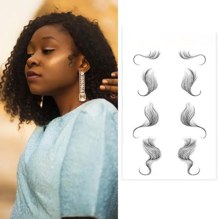 Baby Hair Tattoo Stickers Black Hairline Edge Decals Curly Women Stickers Fringe - Aimall