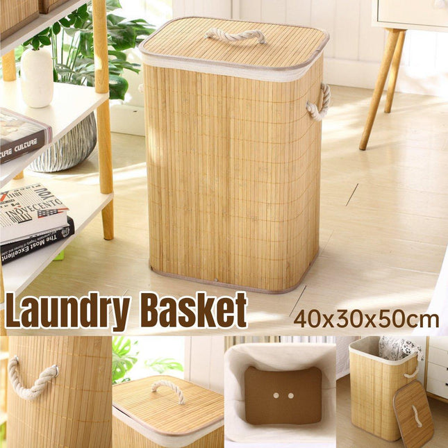 Dustproof Bamboo Laundry Basket Storage Basket for Dirty Clothes Organization