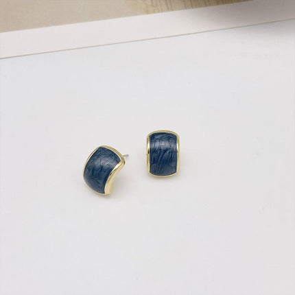 Elegant Geometric Halo Blue Vintage Stud Earrings Fashion Jewelry for Women
