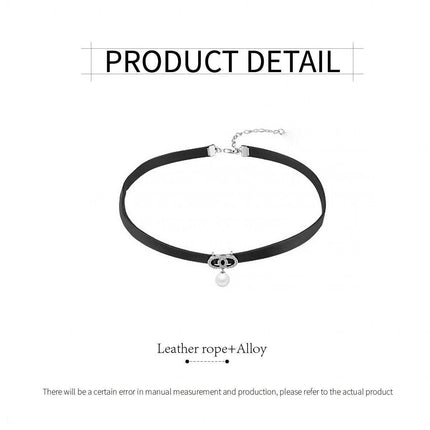 Black Leather Choker Pendant Necklace Fashion Collarbone Chain Jewelry Women
