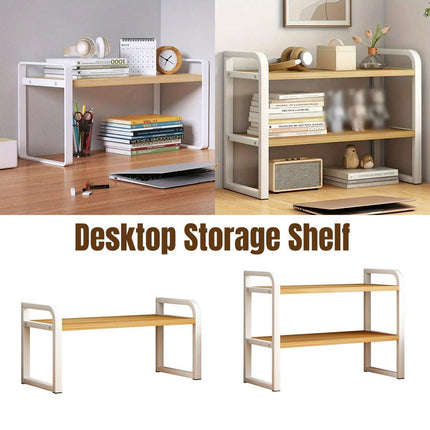 Adjustable Height Multi-Layer Desktop Bookshelf Home Office Floor Organizer Rack