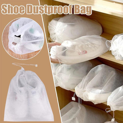 200X Protect Drawstring Clear Storage Bag Shoe Dust Covers Non-Woven Shoe Bags - Aimall