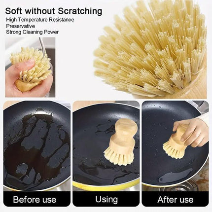 3pcs Dishwashing Brush Set Short Handle Pot Brush for Kitchen Cleaning Scrubbing