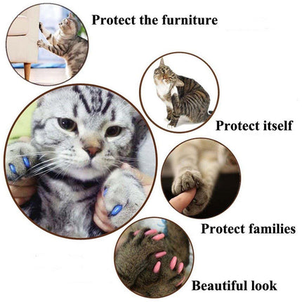 100PCS Anti Scratch Paw Covers for Cats and Kittens Nail Protector Soft Paw