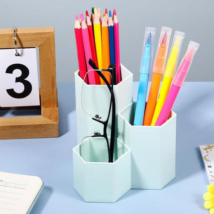2pcs Hexagonal Pen Holder Desktop Organiser Storage Box Office Desk Accessories