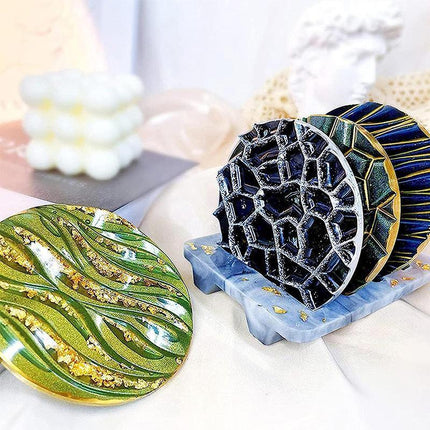 Coaster Cup Mat Mold Wave Diamond Pattern Silicone Mould for Epoxy Resin Casting - Aimall