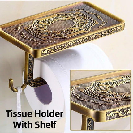 Aluminum Wall Mounted Bathroom Toilet Paper Holder Rack Phone Towel Tissue Roll