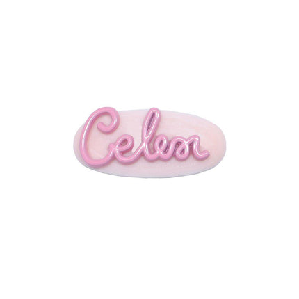 Simple and Cute Pink Metal Letter Hair Clip Accessory for Women and Girls