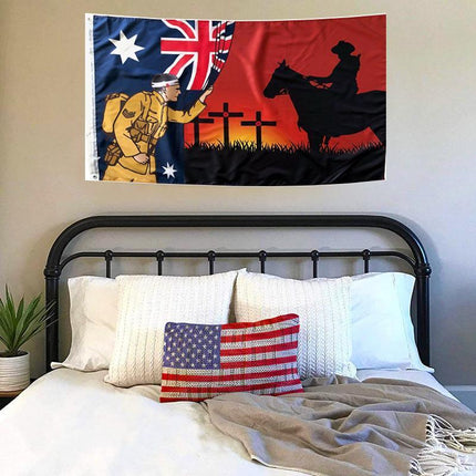 Lest We Forget Flag Australian War Horse Flag ANZAC Day Remembrance Flag - Aimall