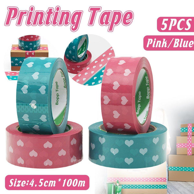 5pcs Cute Personality Packing Sealing Tape Adhesive Heart Design Colourful Glue