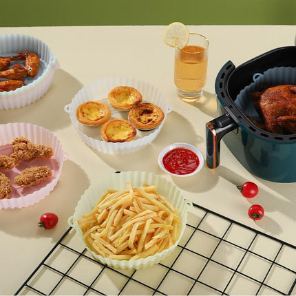 2X Air Fryer Silicone Pot Air Fryer Basket Liners Non-Stick Reusable Baking Tray - Aimall