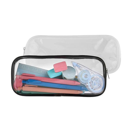 8PCS Waterproof Transparent Zipper Pencil Case Cosmetic Stationery Organizer Bag